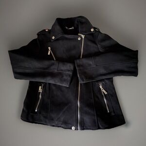 Joujou Womens M Black Faux Suede Long Sleeve Zipper Jacket